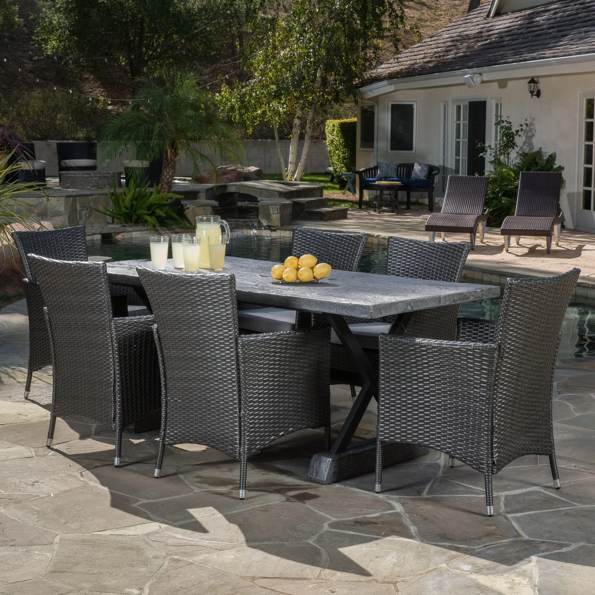 Outdoor 7 Piece Lightweight Concrete Dining Set - NH709592 outdoor lounge chair, patio sofa