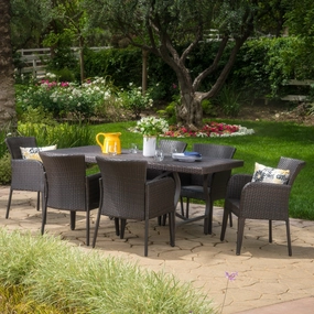Outdoor 7-Piece Multi-brown Wicker Dining Set - NH255003 outdoor lounge chair, patio sofa