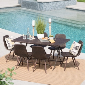 Outdoor 7 Piece Multi-brown Wicker Dining Set - NH369103 outdoor lounge chair, patio sofa