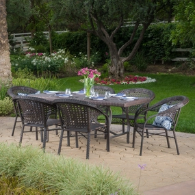 Outdoor 7 Piece Multi-brown Wicker Dining Set - NH455003 outdoor lounge chair, patio sofa