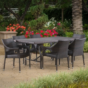 Outdoor 7 Piece Multi-brown Wicker Dining Set - NH555003 outdoor lounge chair, patio sofa