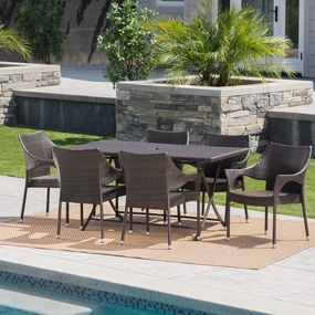 Outdoor 7 Piece Multi-brown Wicker Dining Set - NH710203 outdoor lounge chair, patio sofa