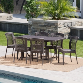 Outdoor 7 Piece Multi-brown Wicker Dining Set - NH810203 outdoor lounge chair, patio sofa