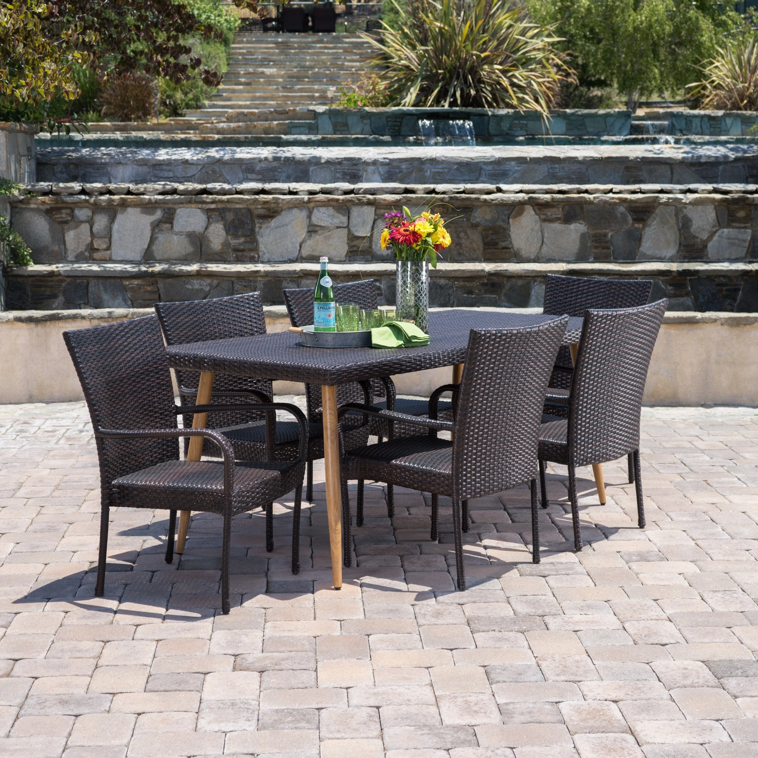 Outdoor 7 Piece Multi-brown Wicker Dining Set - NH860103 outdoor lounge chair, patio sofa