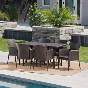 Outdoor 7 Piece Multi-brown Wicker Dining Set with Foldable Table - NH020203 outdoor lounge chair, patio sofa