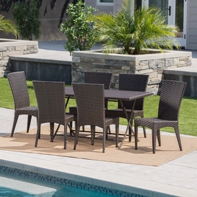Outdoor 7 Piece Multi-brown Wicker Dining Set with Foldable Table - NH610203 outdoor lounge chair, patio sofa