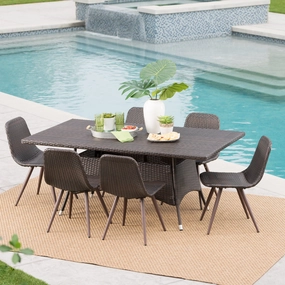 Outdoor 7 Piece Multi-brown Wicker Rectangular Dining Set - NH769103 outdoor lounge chair, patio sofa