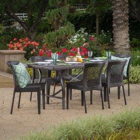 Outdoor 7 Piece Multibrown Wicker Dining Set - NH155003 outdoor lounge chair, patio sofa