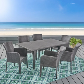 Outdoor 7 Piece Wicker Dining Set, Grey - NH125403 outdoor lounge chair, patio sofa
