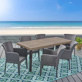 Outdoor 7 Piece Wicker Dining Set, Grey - NH225403 outdoor lounge chair, patio sofa