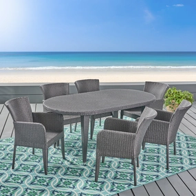 Outdoor 7 Piece Wicker Dining Set, Grey - NH325403 outdoor lounge chair, patio sofa