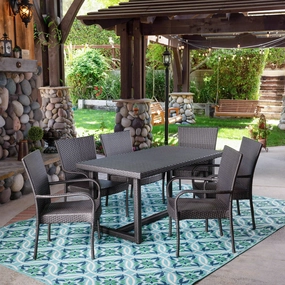 Outdoor 7 Piece Wicker Dining Set, Grey - NH927403 outdoor lounge chair, patio sofa