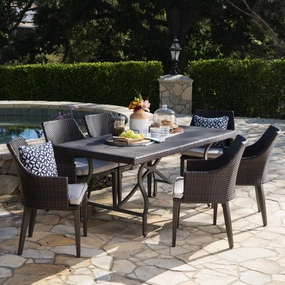 Outdoor 7 Piece Wicker Dining Set with Aluminum Framed Dining Table - NH674203 outdoor lounge chair, patio sofa