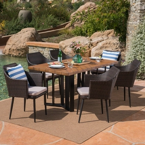 Outdoor 7 Piece Wicker Dining Set with Concrete Dining Table - NH111403 outdoor lounge chair, patio sofa