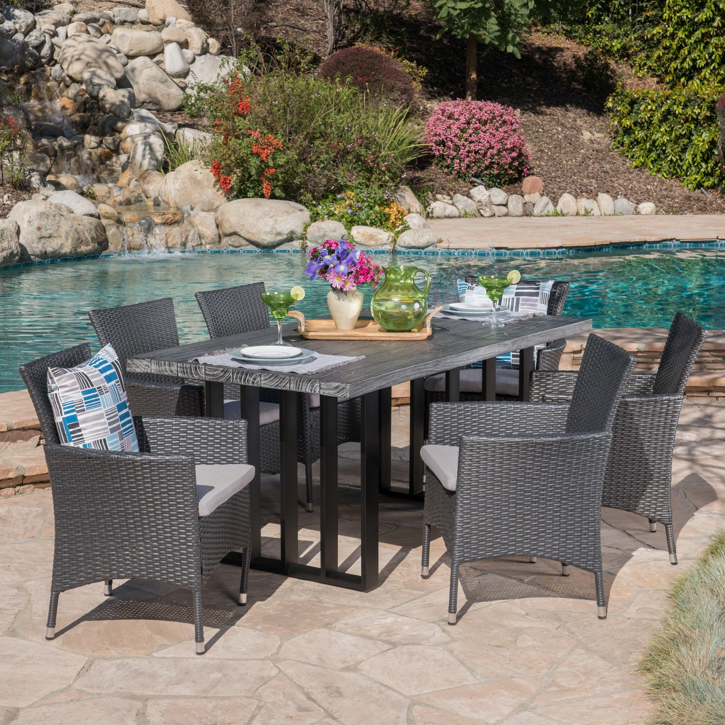 Outdoor 7 Piece Wicker Dining Set with Concrete Dining Table - NH290403 outdoor lounge chair, patio sofa