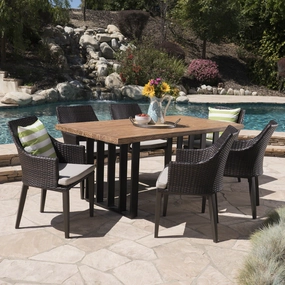 Outdoor 7 Piece Wicker Dining Set with Concrete Dining Table - NH380403 outdoor lounge chair, patio sofa