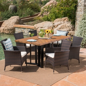 Outdoor 7 Piece Wicker Dining Set with Concrete Dining Table - NH511403 outdoor lounge chair, patio sofa