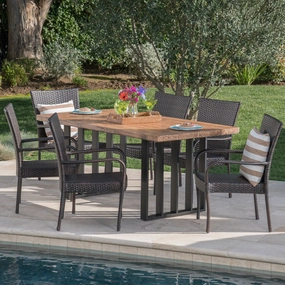 Outdoor 7 Piece Wicker Dining Set with Concrete Dining Table - NH590403 outdoor lounge chair, patio sofa