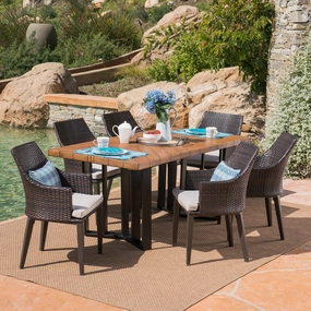 Outdoor 7 Piece Wicker Dining Set with Concrete Dining Table - NH701403 outdoor lounge chair, patio sofa
