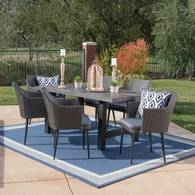 Outdoor 7 Piece Wicker Dining Set with Concrete Table - NH497303 outdoor lounge chair, patio sofa