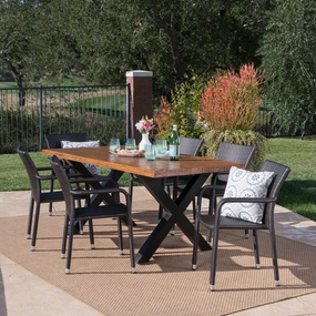 Outdoor 7 Piece Wicker Dining Set with Light Weight Concrete Table - NH277303 outdoor lounge chair, patio sofa