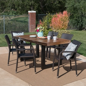 Outdoor 7 Piece Wicker Dining Set with Light Weight Concrete Table - NH708303 outdoor lounge chair, patio sofa