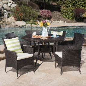 Outdoor 7 Piece Wicker Hexagon Dining Set with Stacking Chairs - NH171403 outdoor lounge chair, patio sofa