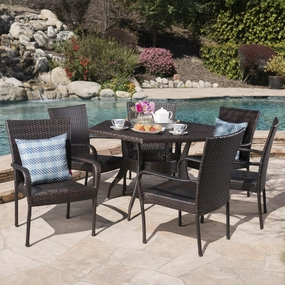 Outdoor 7 Piece Wicker Hexagon Dining Set with Stacking Chairs - NH281403 outdoor lounge chair, patio sofa
