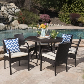 Outdoor 7 Piece Wicker Hexagon Dining Set with Water Resistant Chairs - NH581403 outdoor lounge chair, patio sofa