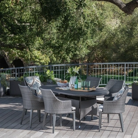 Outdoor 7 Piece Wicker Oval Dining Set - NH464203 outdoor lounge chair, patio sofa