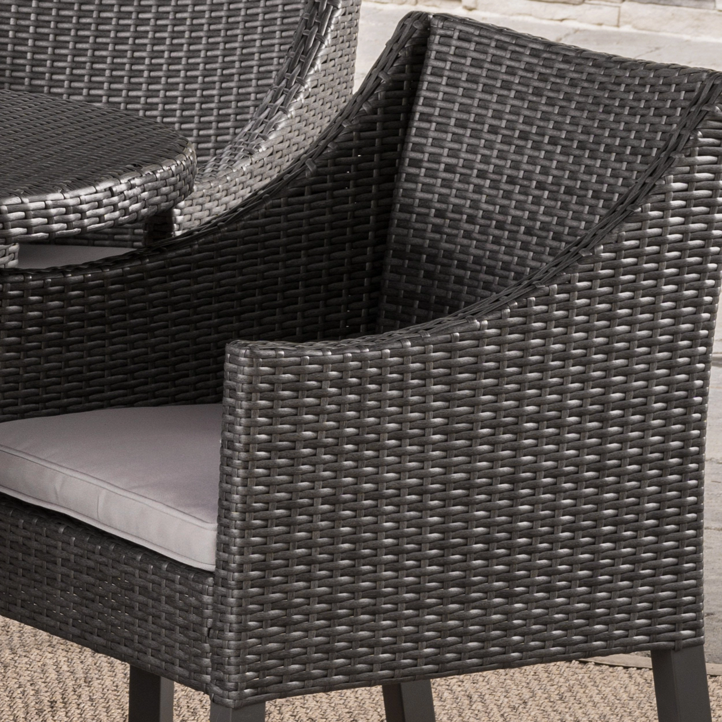 Outdoor 7 Piece Wicker Oval Dining Set with Water Resistant Cushions - NH936203
