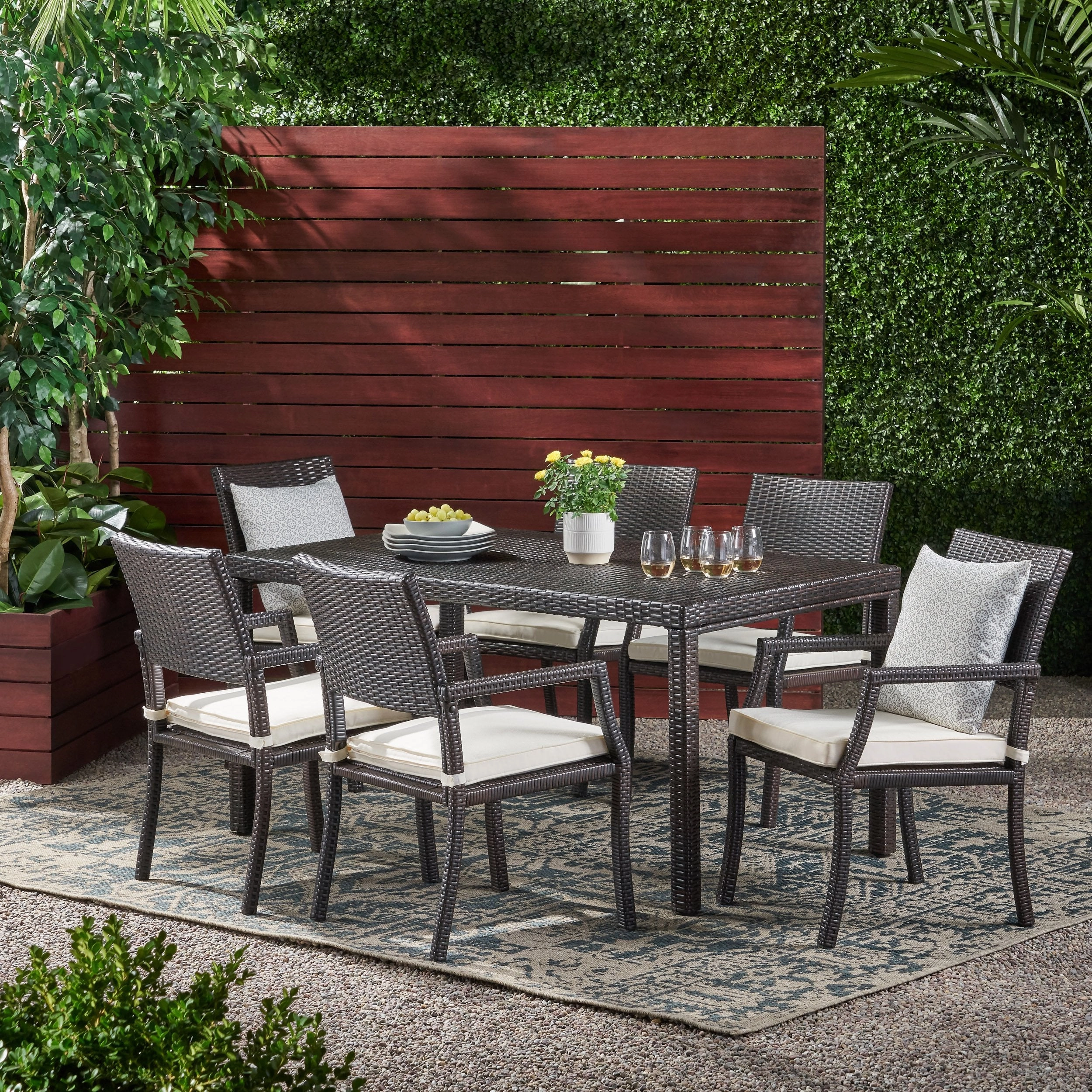 Outdoor 7-piece Wicker Rectangular Dining Set - NH342003 outdoor lounge chair, patio sofa