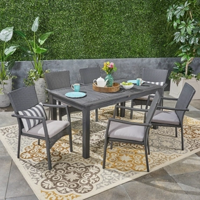 Outdoor 7 Piece Wood and Wicker Expandable Dining Set - NH954503 outdoor lounge chair, patio sofa