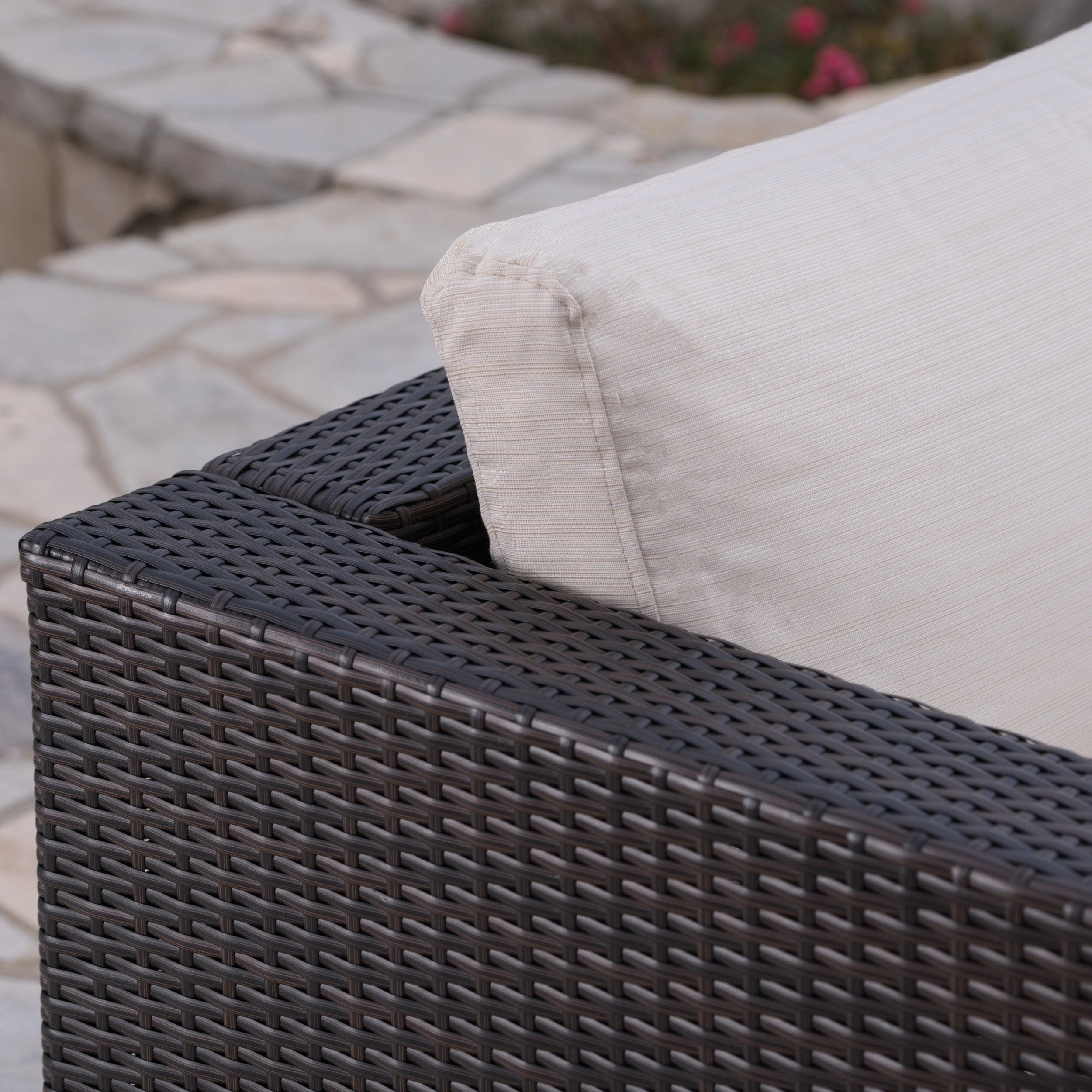 Outdoor 7 Seat Dining Sofa and Ottoman Set with Aluminum Frame - NH894303