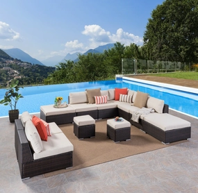 Outdoor 7 Seat Wicker Sofa Sectional Set with Aluminum Frame - NH723403 outdoor furniture, garden bench