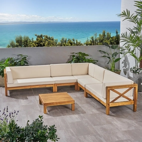 Outdoor 7 Seater Acacia Wood Sectional Sofa Set - NH034803 outdoor furniture, garden bench