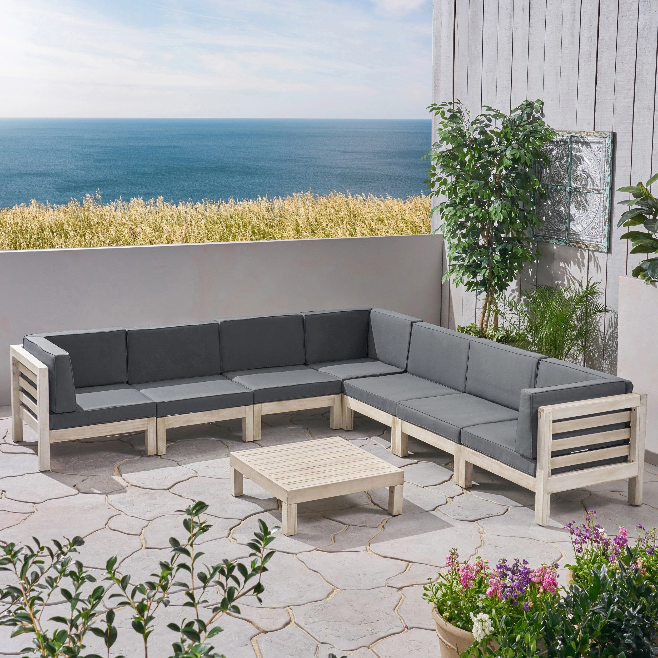 Outdoor 7 Seater Acacia Wood Sectional Sofa Set - NH594803 outdoor furniture, garden bench