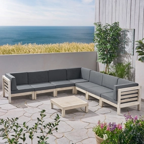 Outdoor 7 Seater Acacia Wood Sectional Sofa Set - NH594803 outdoor furniture, garden bench