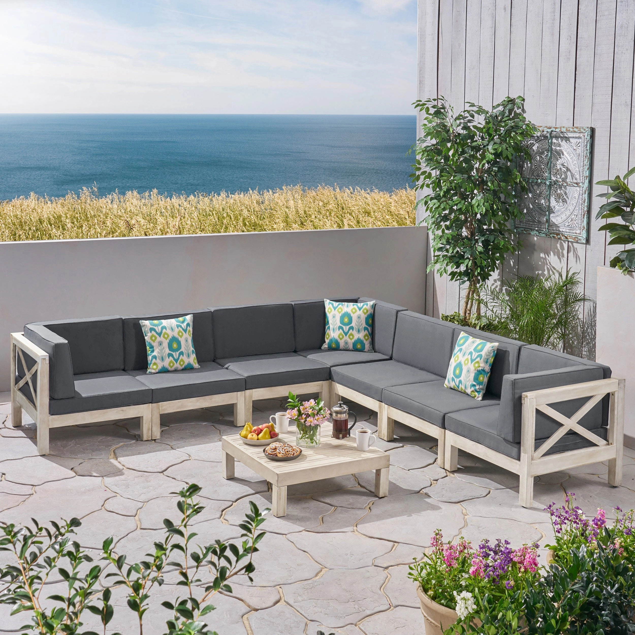 Outdoor 7 Seater Acacia Wood Sectional Sofa Set - NH644803 outdoor furniture, garden bench