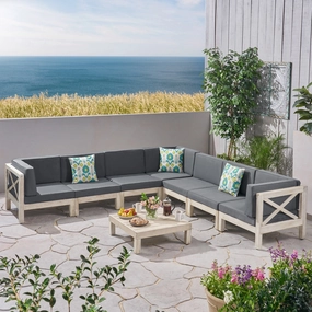 Outdoor 7 Seater Acacia Wood Sectional Sofa Set - NH644803 outdoor furniture, garden bench