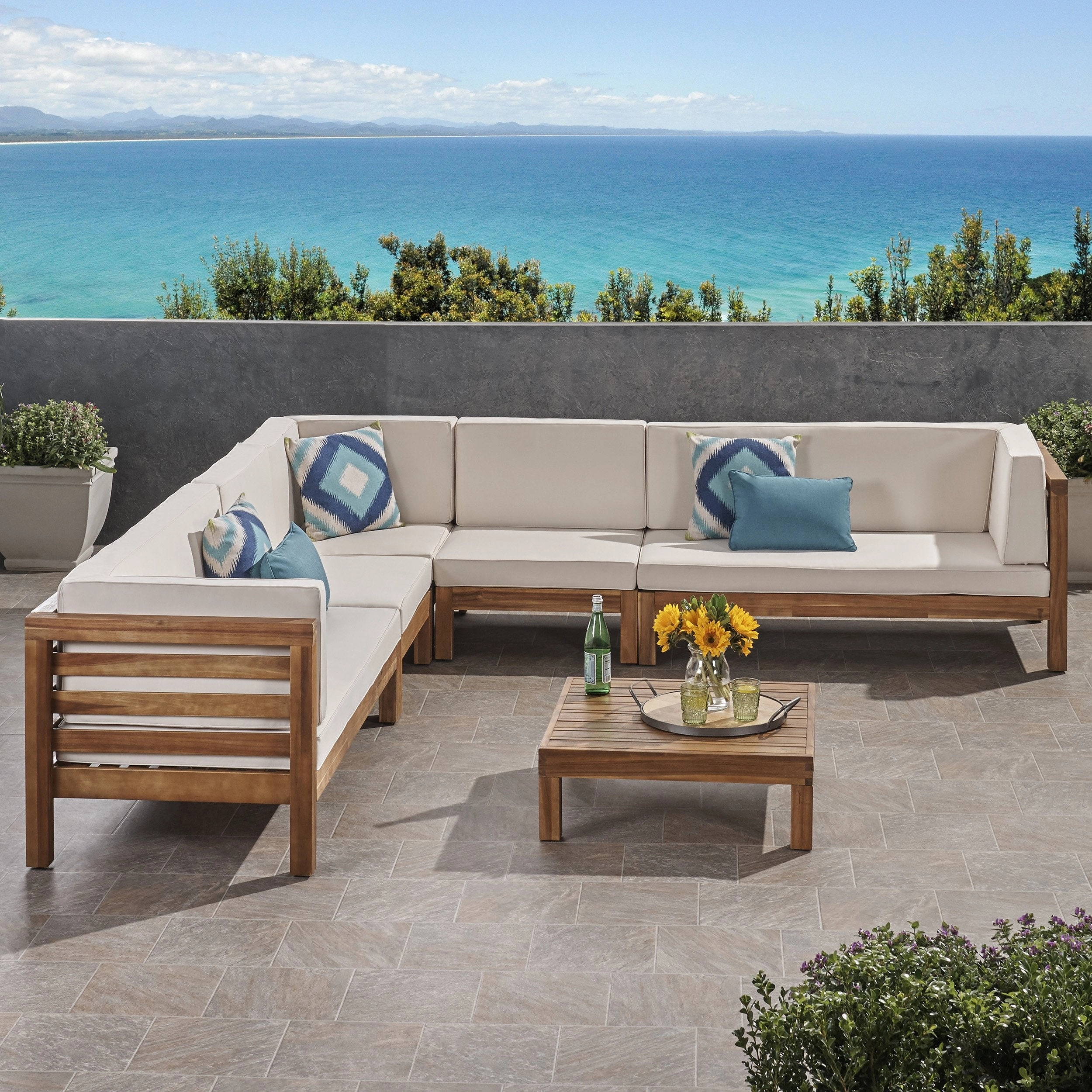 Outdoor 7 Seater Acacia Wood Sectional Sofa Set - NH974803 outdoor furniture, garden bench