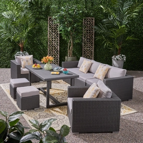 Outdoor 7 Seater Wicker and Aluminum Sofa Dining Set - NH695503 outdoor lounge chair, patio sofa
