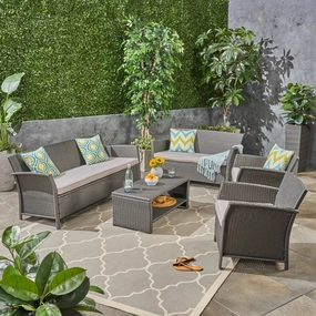 Outdoor 7 Seater Wicker Chat Set - NH244503 outdoor furniture, garden bench