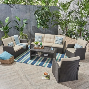 Outdoor 7 Seater Wicker Chat Set - NH381503 outdoor furniture, garden bench