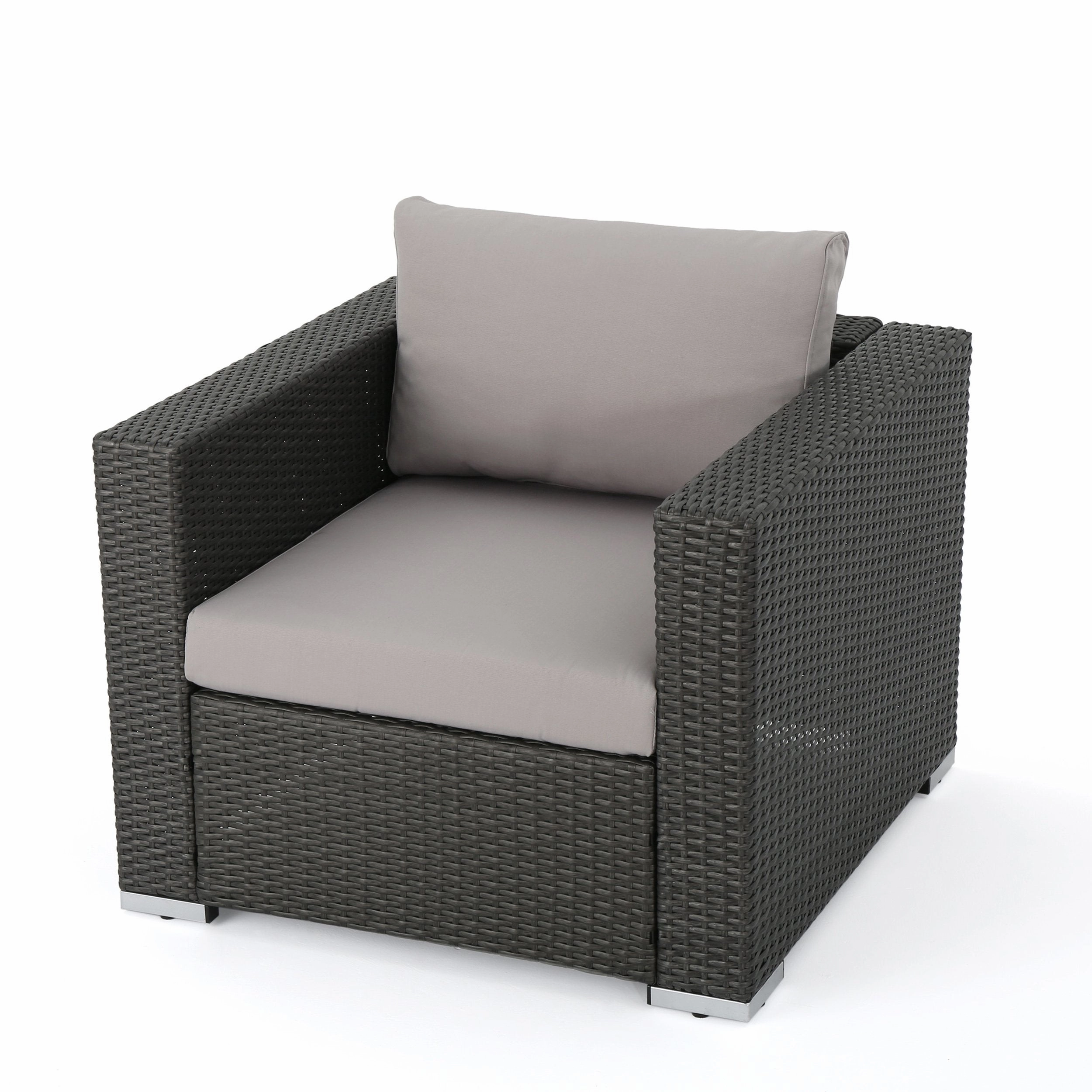 Outdoor 7 Seater Wicker Extended Sofa Chat Set with Ottomans - NH979903