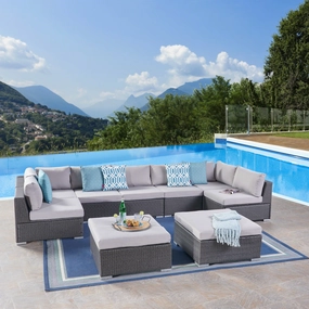 Outdoor 7 Seater Wicker Sectional Sofa Set with Cushions - NH157403 outdoor furniture, garden bench
