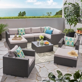 Outdoor 7 Seater Wicker Sectional Sofa with Aluminum Frame - NH807503 outdoor furniture, garden bench