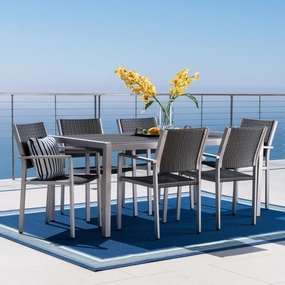 Outdoor 7Pc Aluminum Dining Set w/ Wicker Top - NH563003 outdoor lounge chair, patio sofa