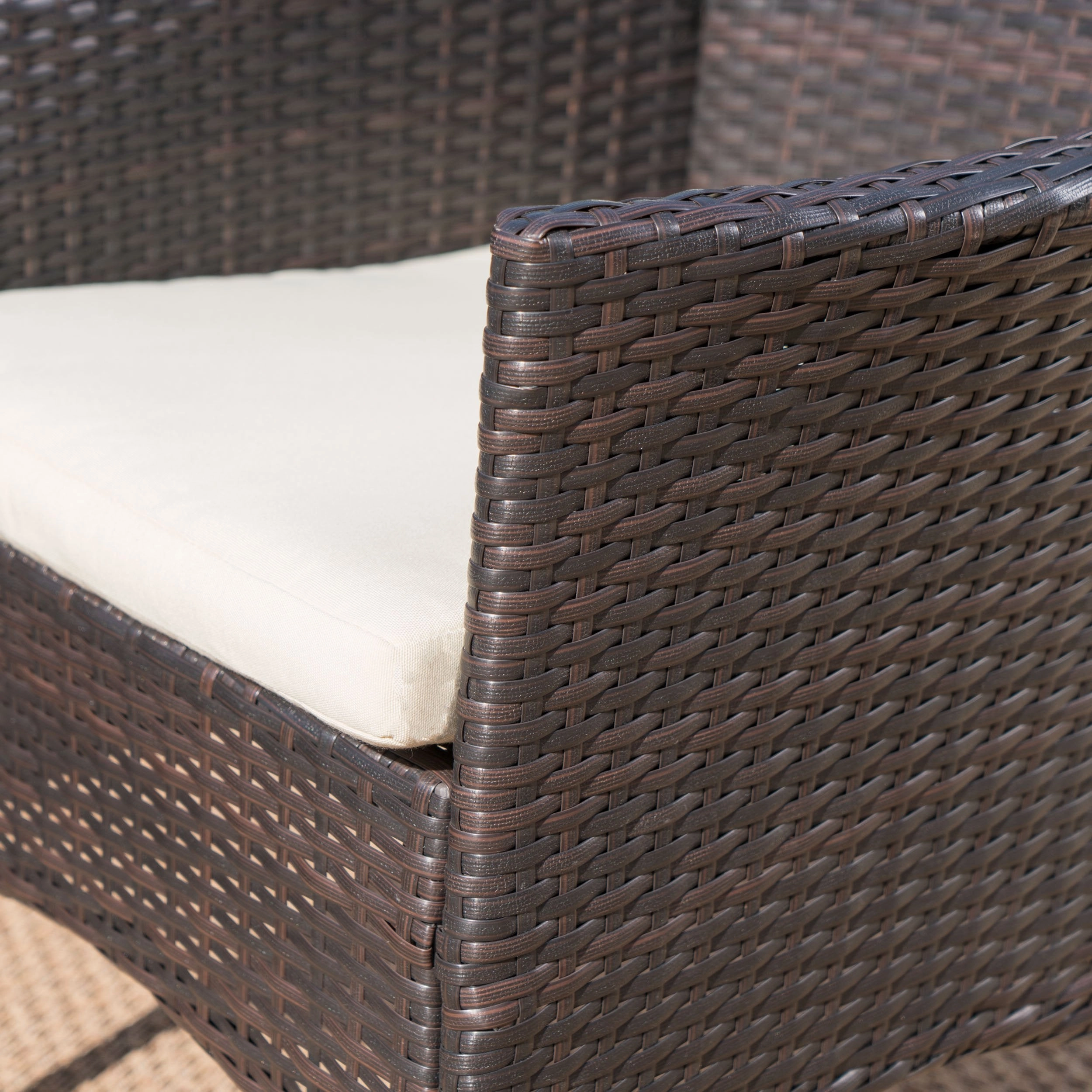 Outdoor 7Pc Multi-brown Wicker Dining Set w/ Water Resistant Cushion - NH760103