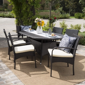 Outdoor 7pc Multibrown PE Wicker Long Dining Set - NH758592 outdoor lounge chair, patio sofa